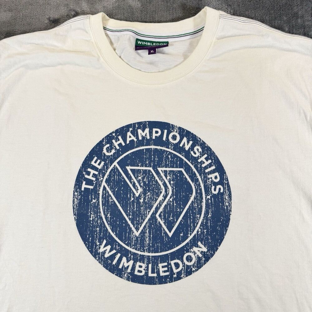 Vintage Official Wimbledon The Championships XL White Graphic Tee Shirt Greece